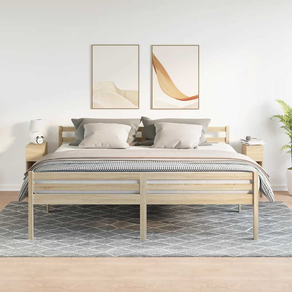 sengeborde med skuffe 2 stk. 20x36x60 cm sonoma-eg