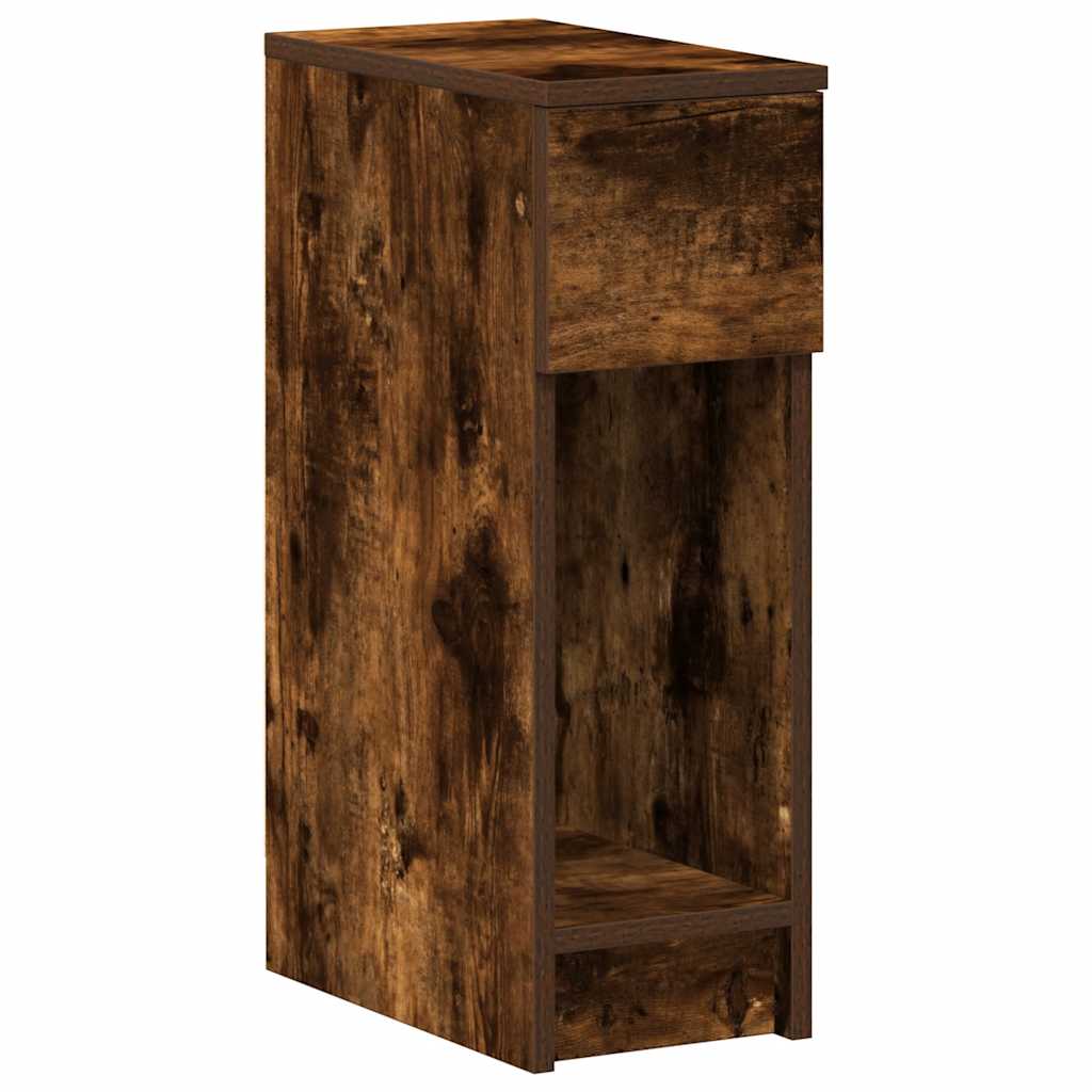 sengebord med skuffe 20x36x60 cm røget egetræsfarve