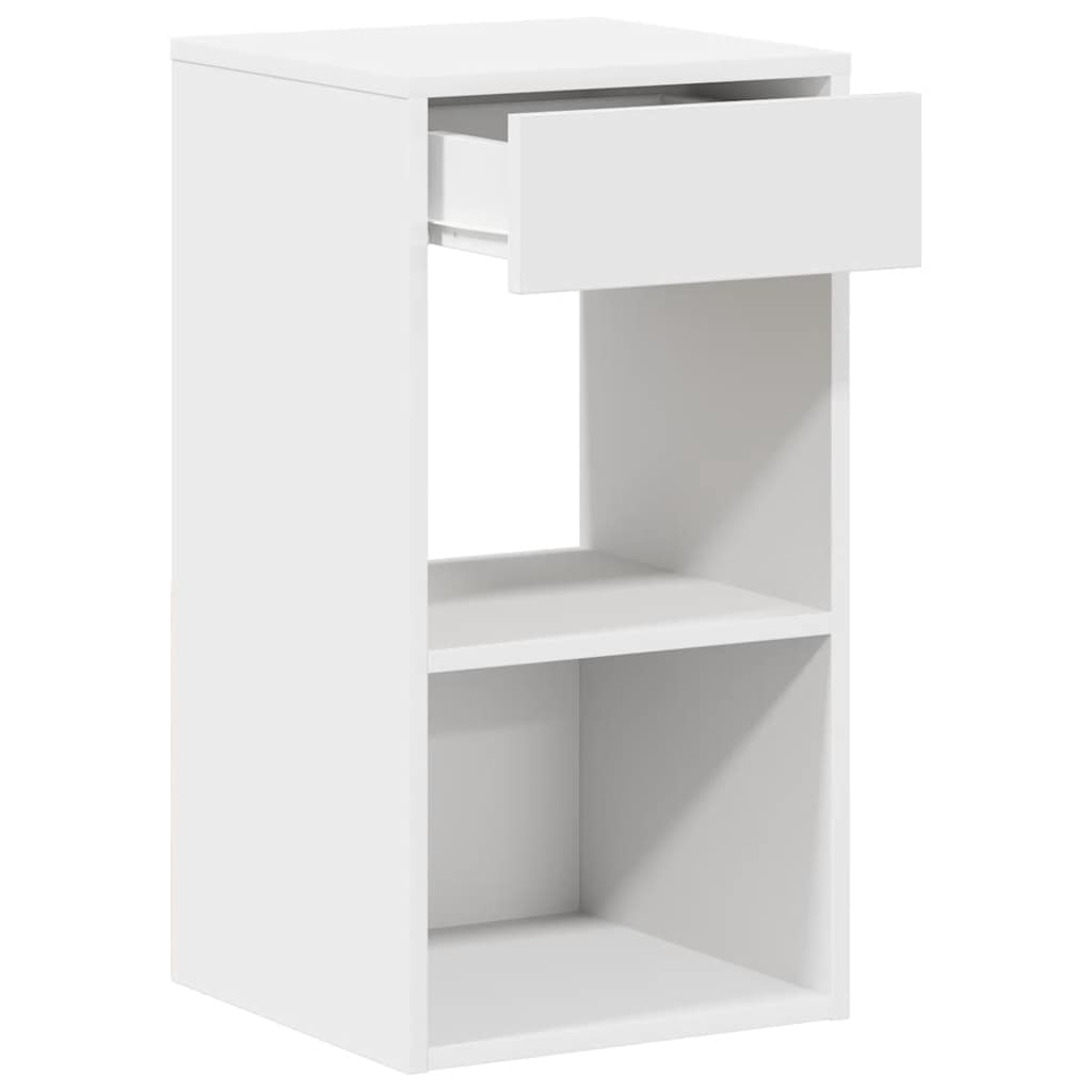 sengeborde med skuffe 2 stk. 35x34x66,5 cm hvid