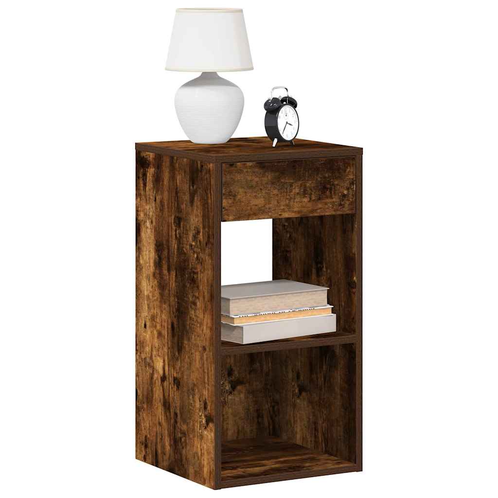 sengebord med skuffe 35x34x66,5 cm røget egetræsfarve