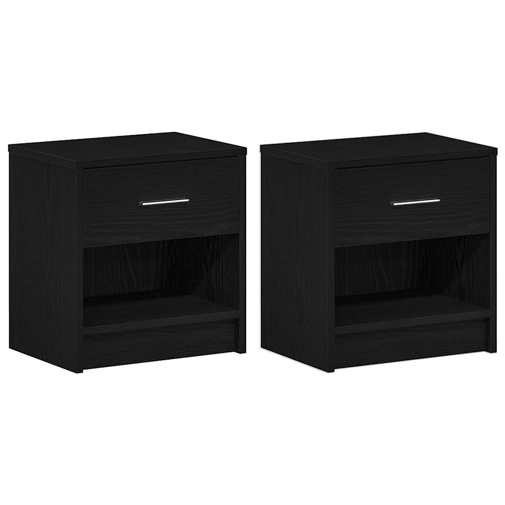 sengeborde 2 stk. med skuffe 39x28x41 cm sort