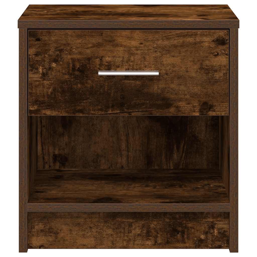 sengebord med skuffe 39x28x41 cm røget egetræsfarve