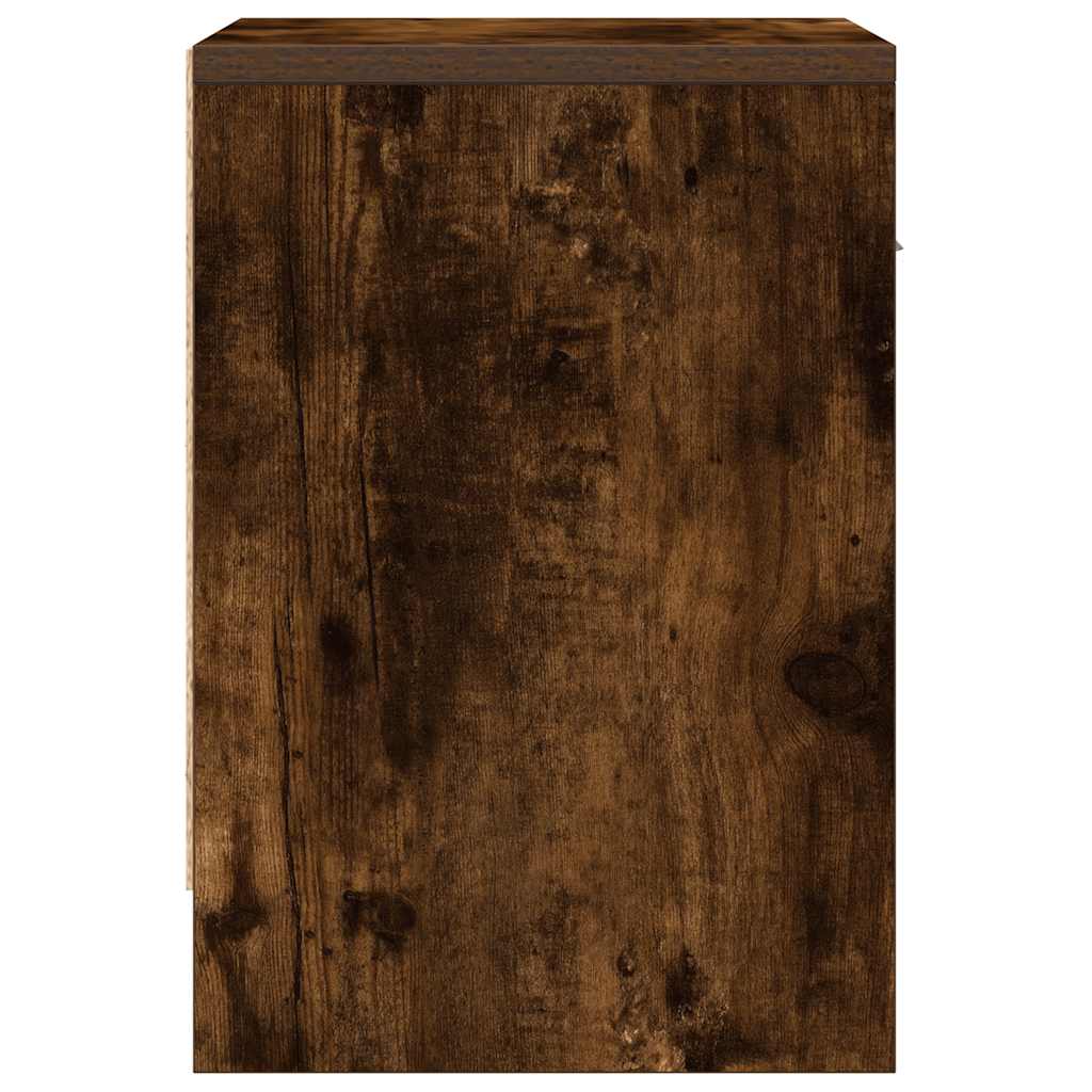 sengeborde 2 stk. med skuffe røget egetræsfarve 39x28x41 cm