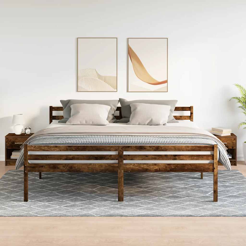 sengeborde 2 stk. med skuffe røget egetræsfarve 39x28x41 cm
