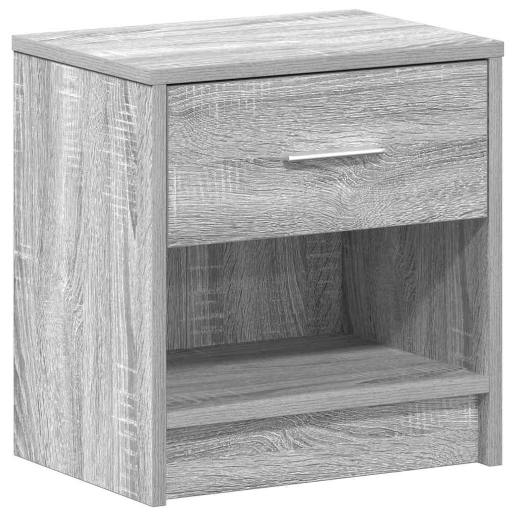 sengeborde 2 stk. med skuffe 39x28x41 cm grå sonoma-eg