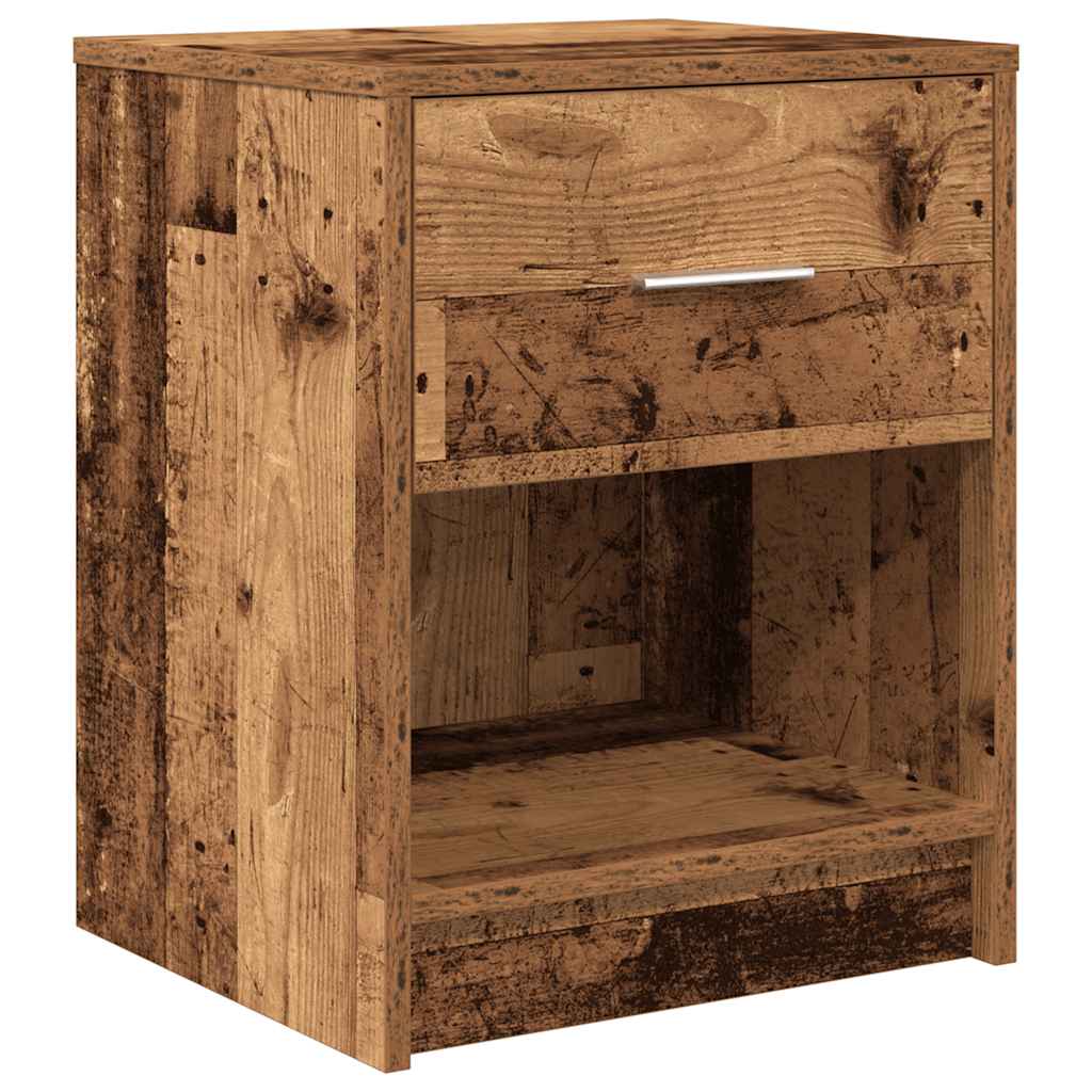 sengeborde 2 stk. med skuffe 40x34x50 cm antikt træ