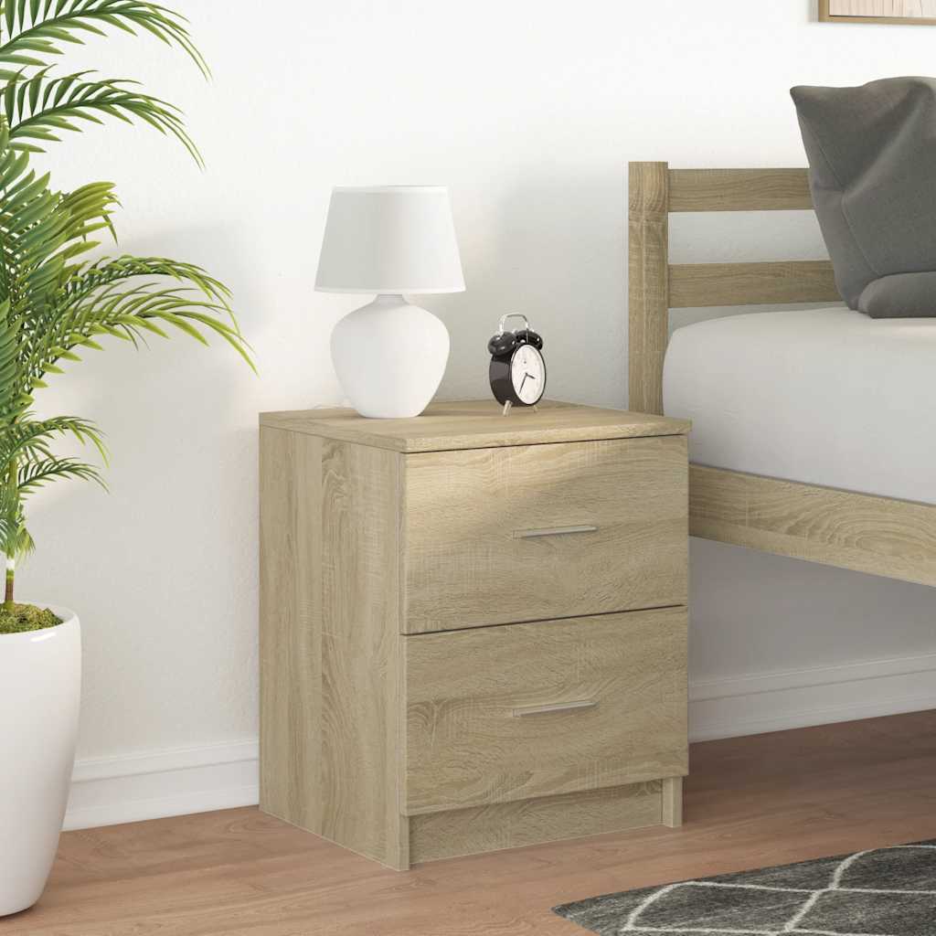 sengebord med 2 skuffer 40x36x50 cm sonoma-eg