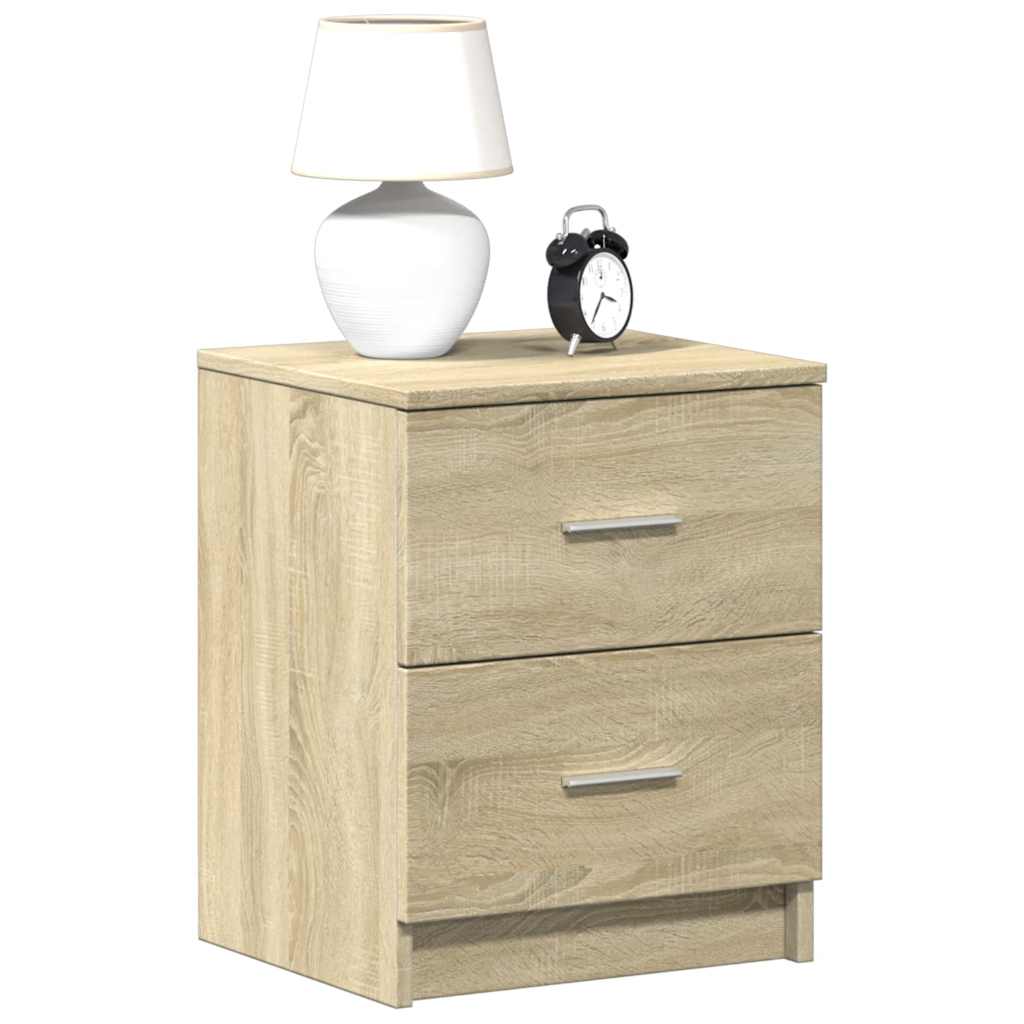 sengeborde 2 stk. med 2 skuffer 40x36x50 cm sonoma-eg
