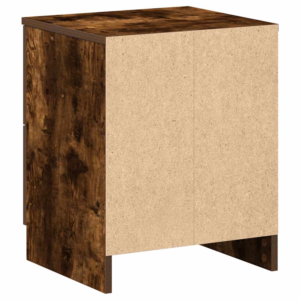 sengeborde 2 stk. med 2 skuffer 40x36x50 cm røget egetræsfarve