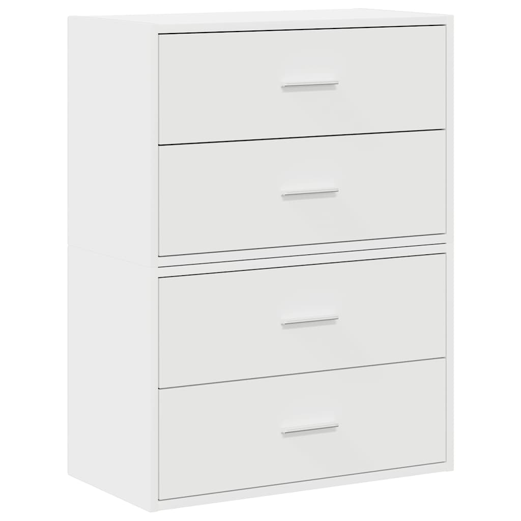 skabe med 4 skuffer 2 stk. 60x31x40 cm konstrueret træ hvid