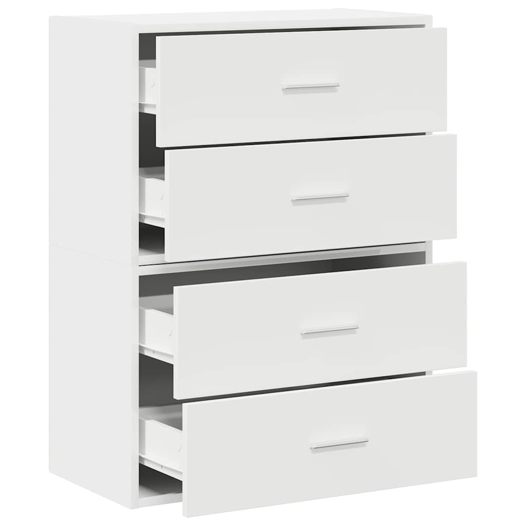 skabe med 4 skuffer 2 stk. 60x31x40 cm konstrueret træ hvid
