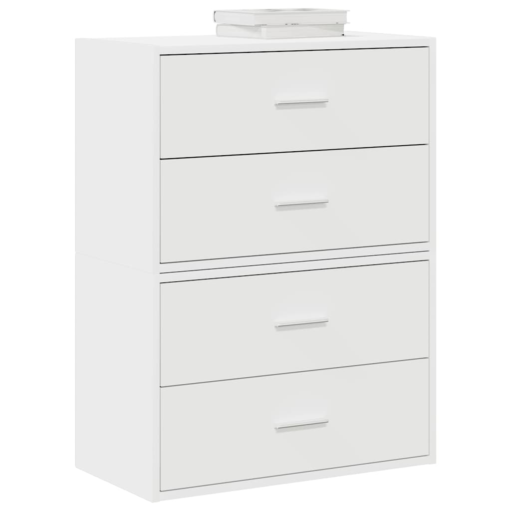 skabe med 4 skuffer 2 stk. 60x31x40 cm konstrueret træ hvid