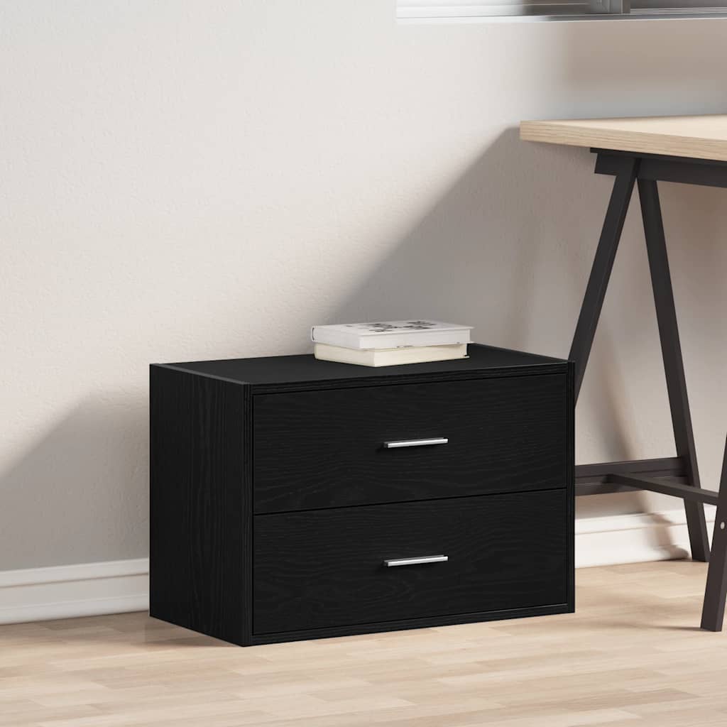 skab med 2 skuffer 60x31x40 cm konstrueret træ sort-eg