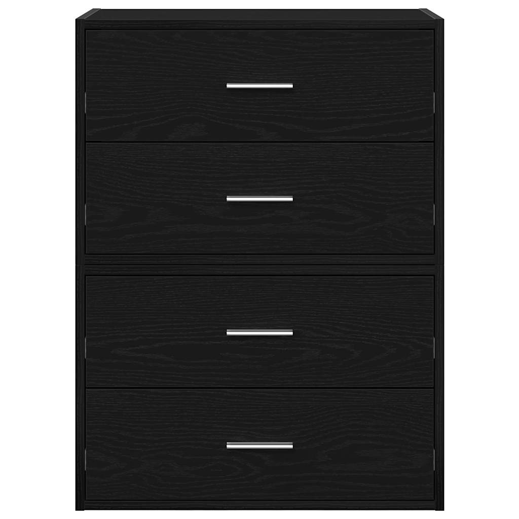 skabe med 4 skuffer 2 stk. 60x31x40 cm konstrueret træ sort-eg