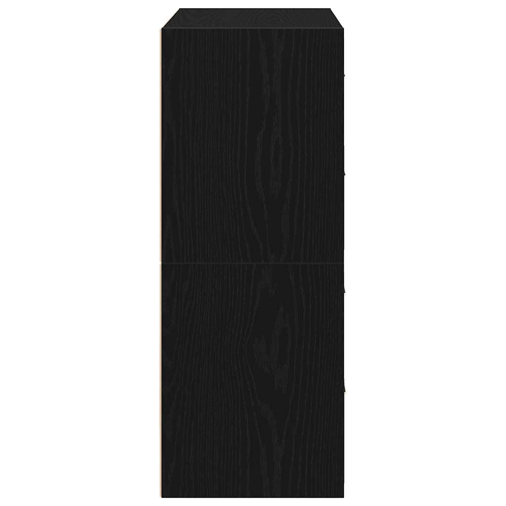 skabe med 4 skuffer 2 stk. 60x31x40 cm konstrueret træ sort-eg