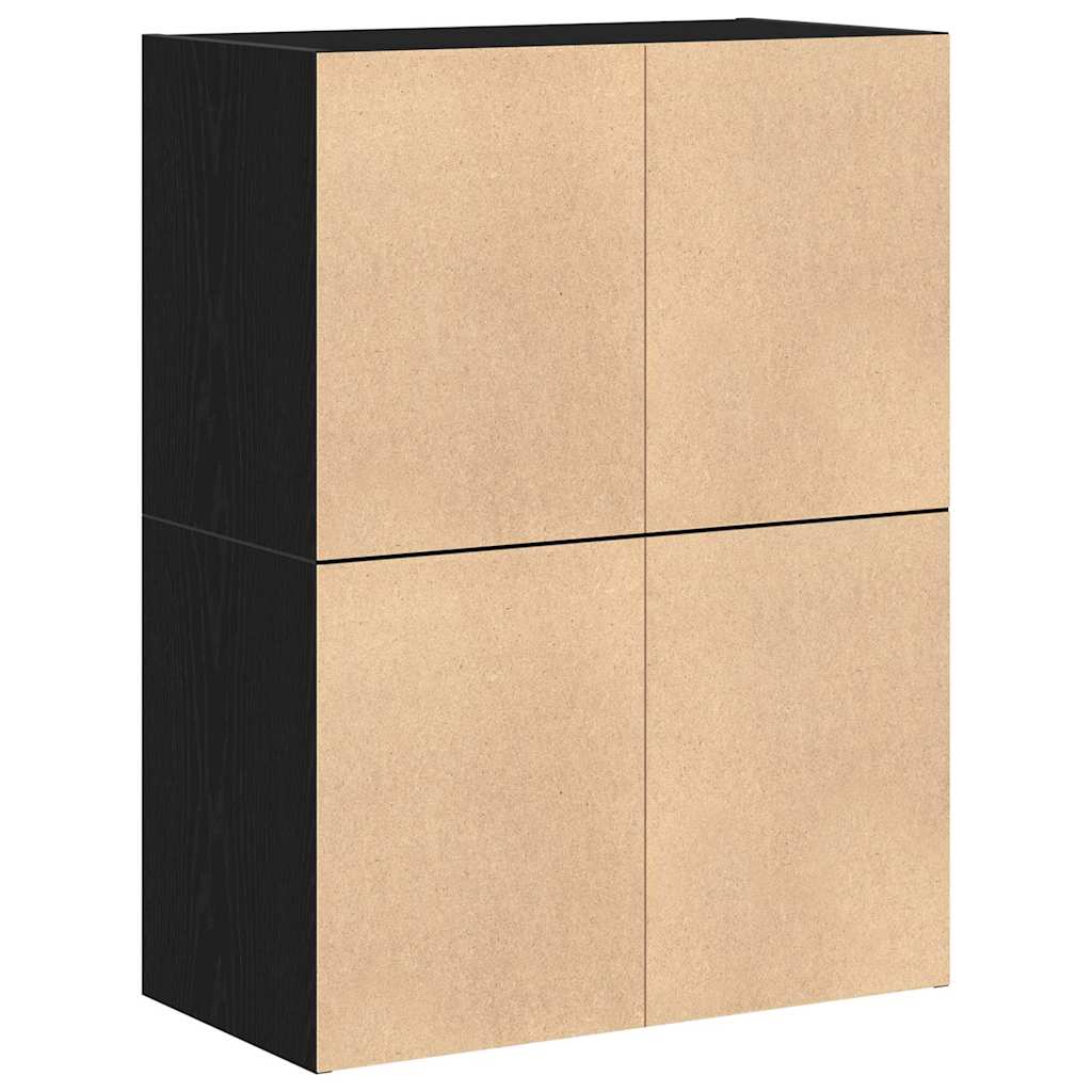skabe med 4 skuffer 2 stk. 60x31x40 cm konstrueret træ sort-eg