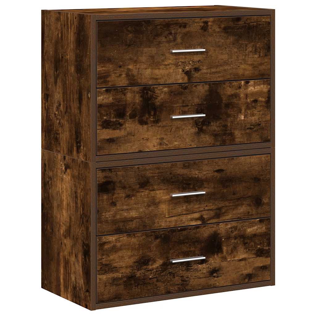skabe med 4 skuffer 2 stk. 60x31x40 cm røget egetræsfarve
