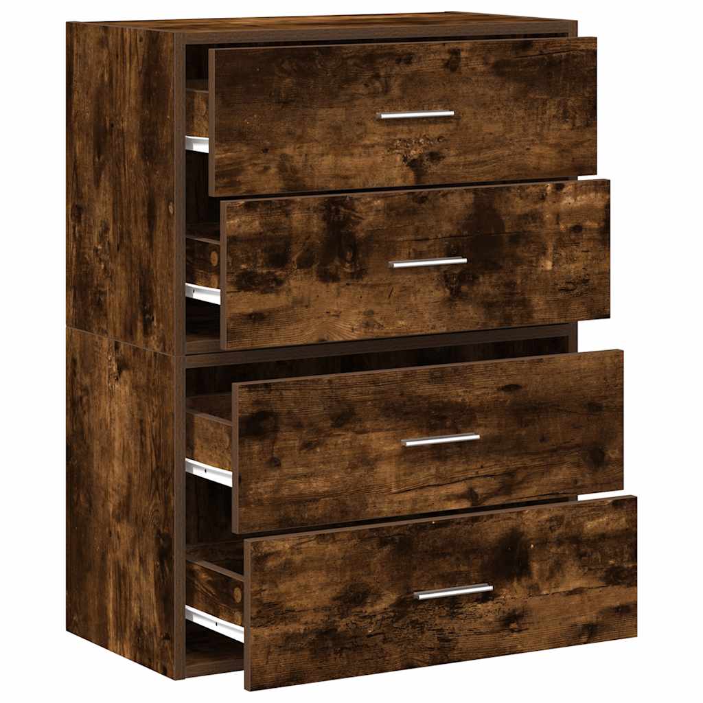 skabe med 4 skuffer 2 stk. 60x31x40 cm røget egetræsfarve