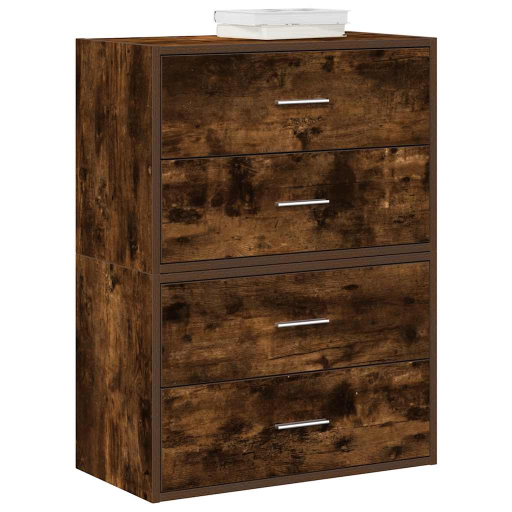 skabe med 4 skuffer 2 stk. 60x31x40 cm røget egetræsfarve