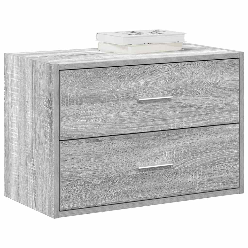 skab med 2 skuffer 60x31x40 cm konstrueret træ grå sonoma-eg