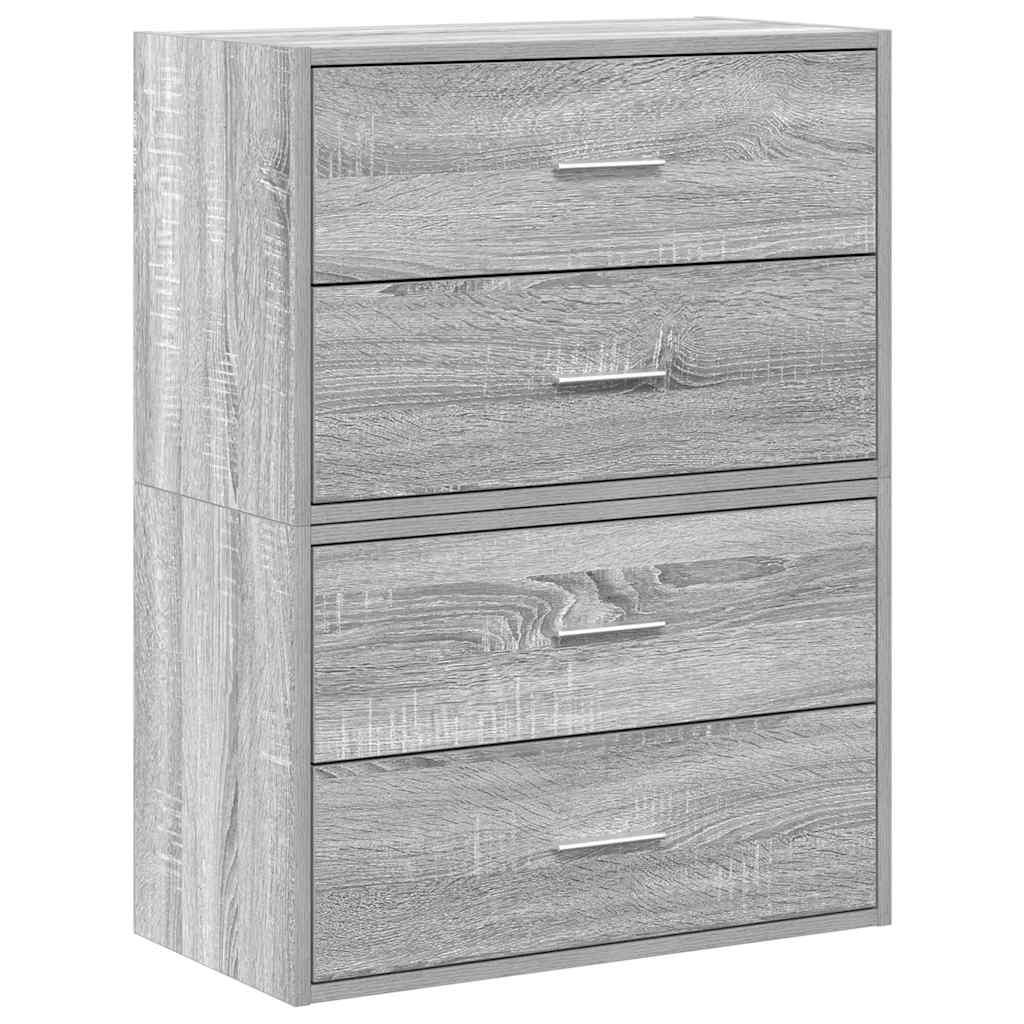 skabe med 4 skuffer 2 stk. 60x31x40 cm grå sonoma-eg