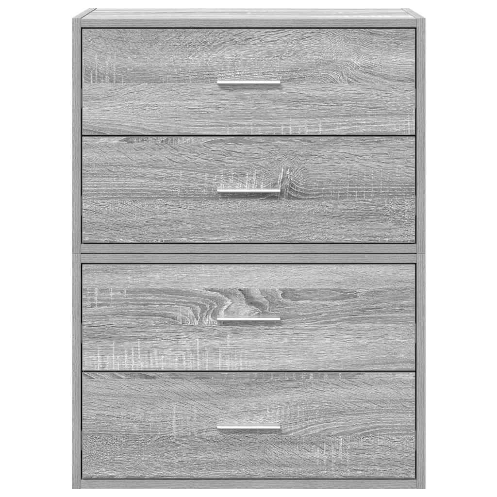 skabe med 4 skuffer 2 stk. 60x31x40 cm grå sonoma-eg