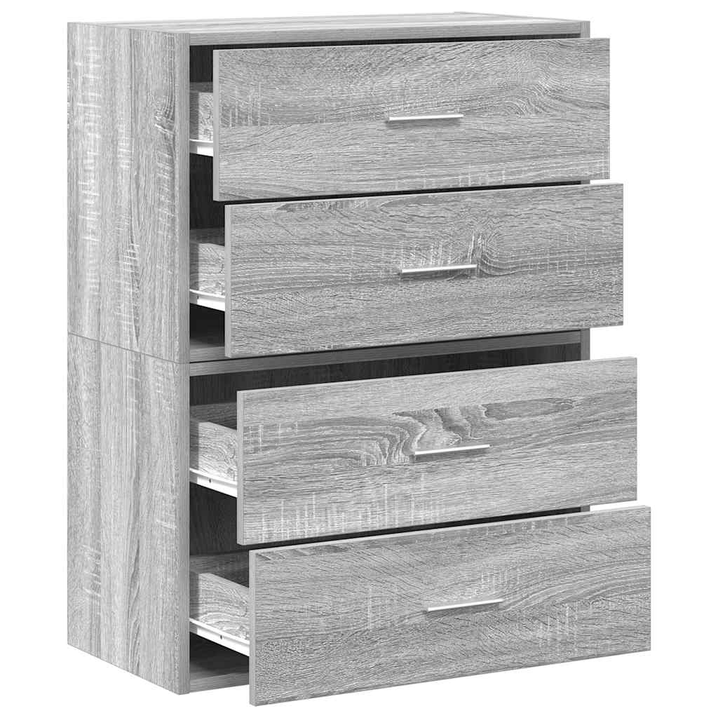 skabe med 4 skuffer 2 stk. 60x31x40 cm grå sonoma-eg