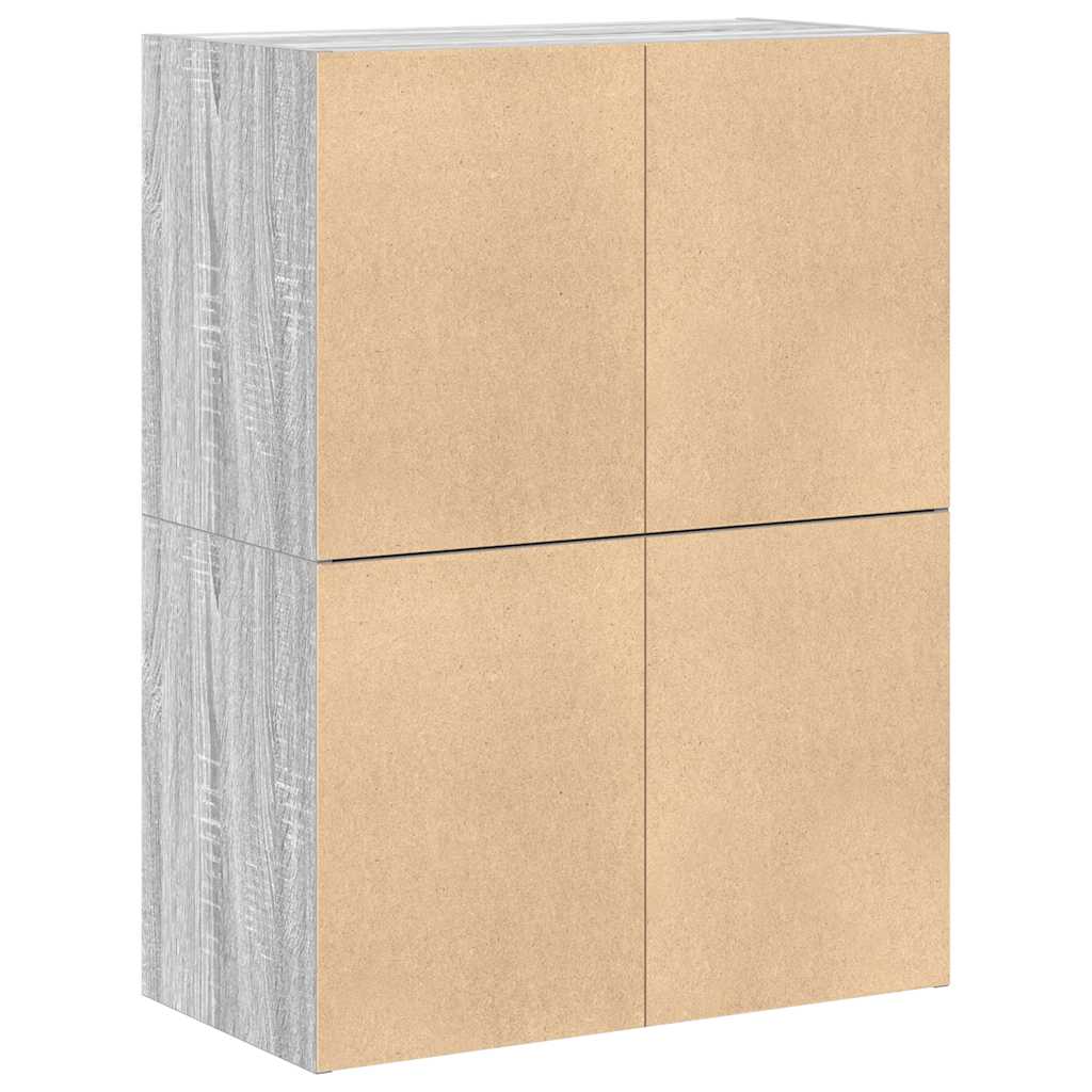 skabe med 4 skuffer 2 stk. 60x31x40 cm grå sonoma-eg