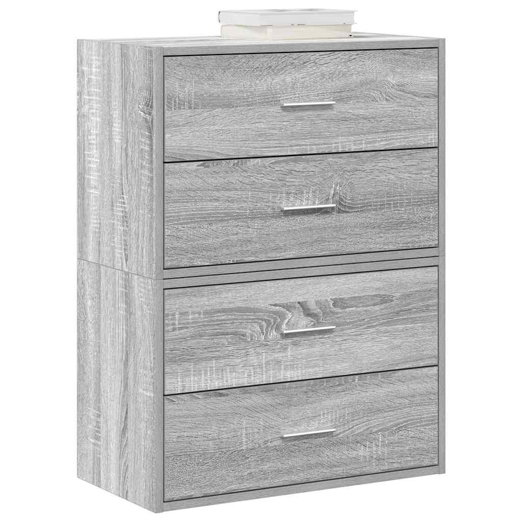 skabe med 4 skuffer 2 stk. 60x31x40 cm grå sonoma-eg