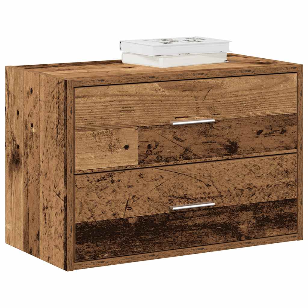 skab med 2 skuffer 60x31x40 cm konstrueret træ antikt træ