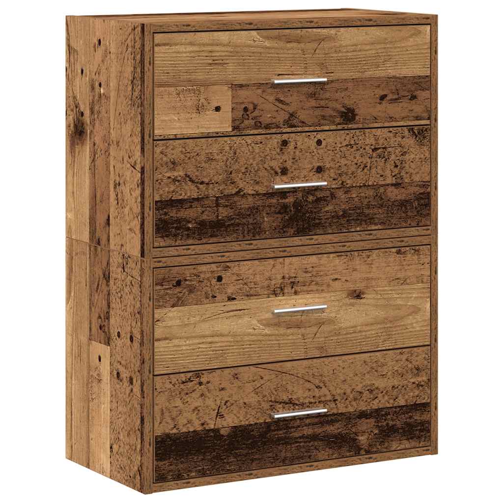 skabe med 4 skuffer 2 stk. 60x31x40 cm antikt træ