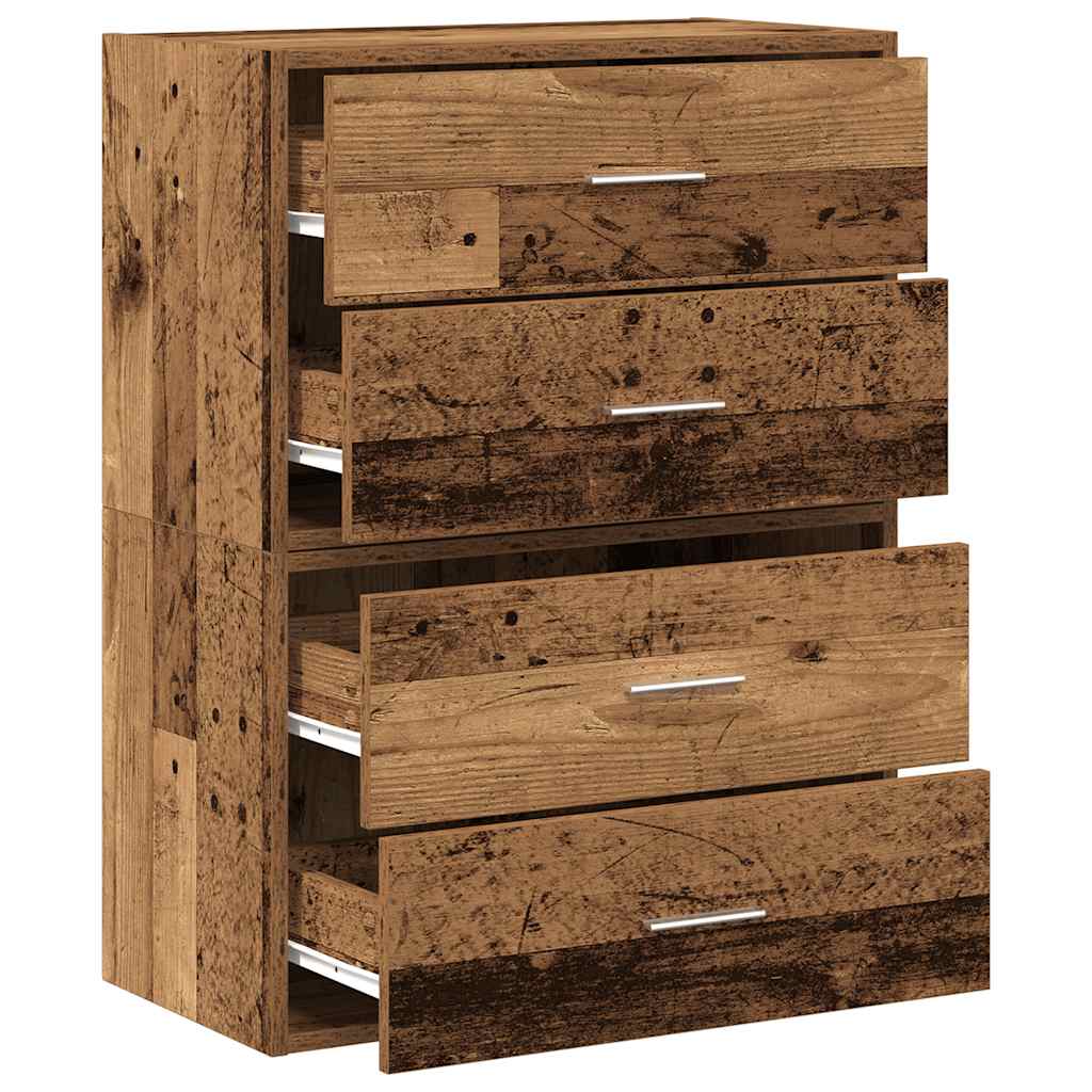 skabe med 4 skuffer 2 stk. 60x31x40 cm antikt træ
