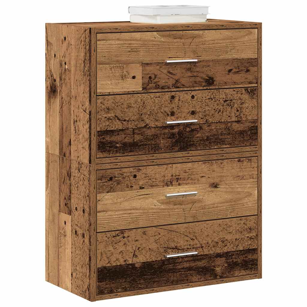 skabe med 4 skuffer 2 stk. 60x31x40 cm antikt træ