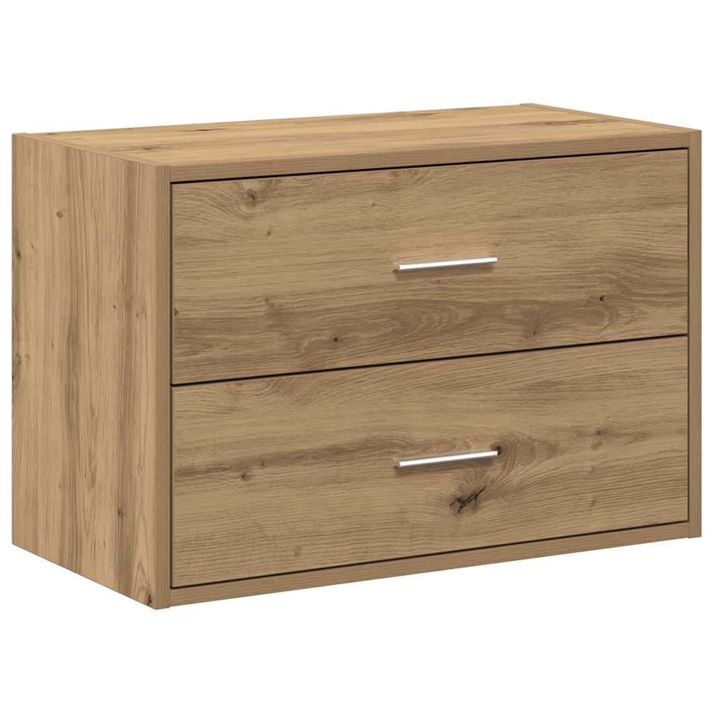 skab med 2 skuffer 60x31x40 cm konstrueret træ egetræsfarvet