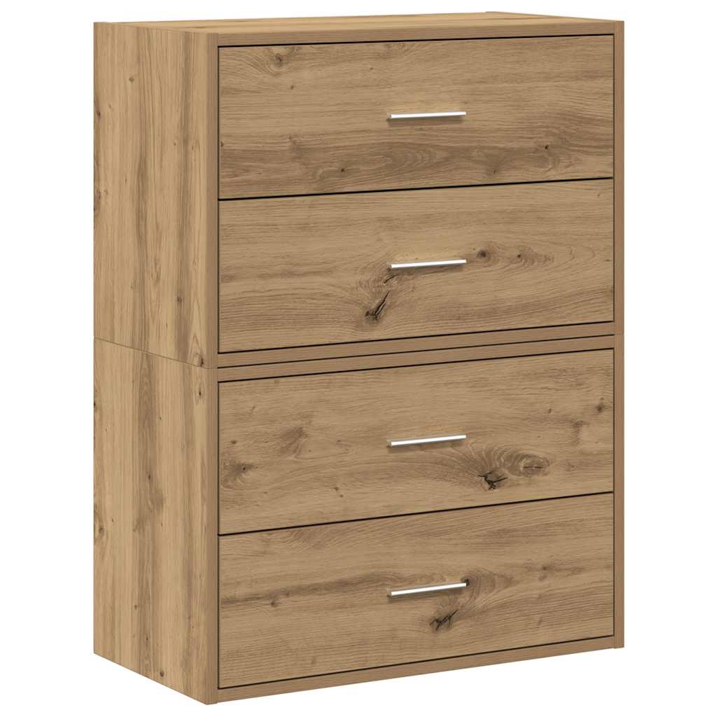 skabe med 4 skuffer 2 stk. 60x31x40 cm egetræsfarvet