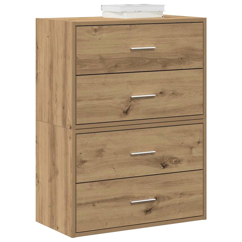skabe med 4 skuffer 2 stk. 60x31x40 cm egetræsfarvet