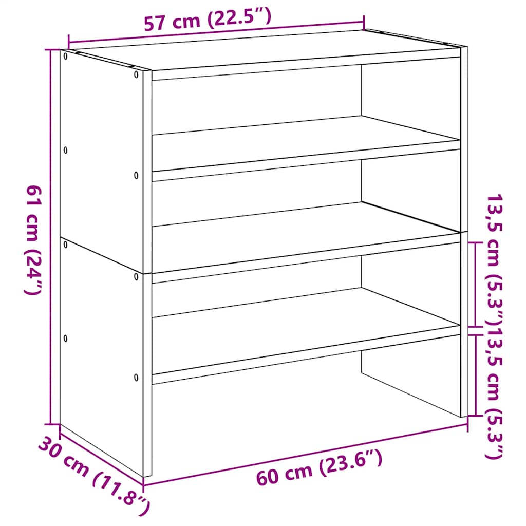 skostativer stabelbare 2 stk. 60x30x30,5 cm sort-eg