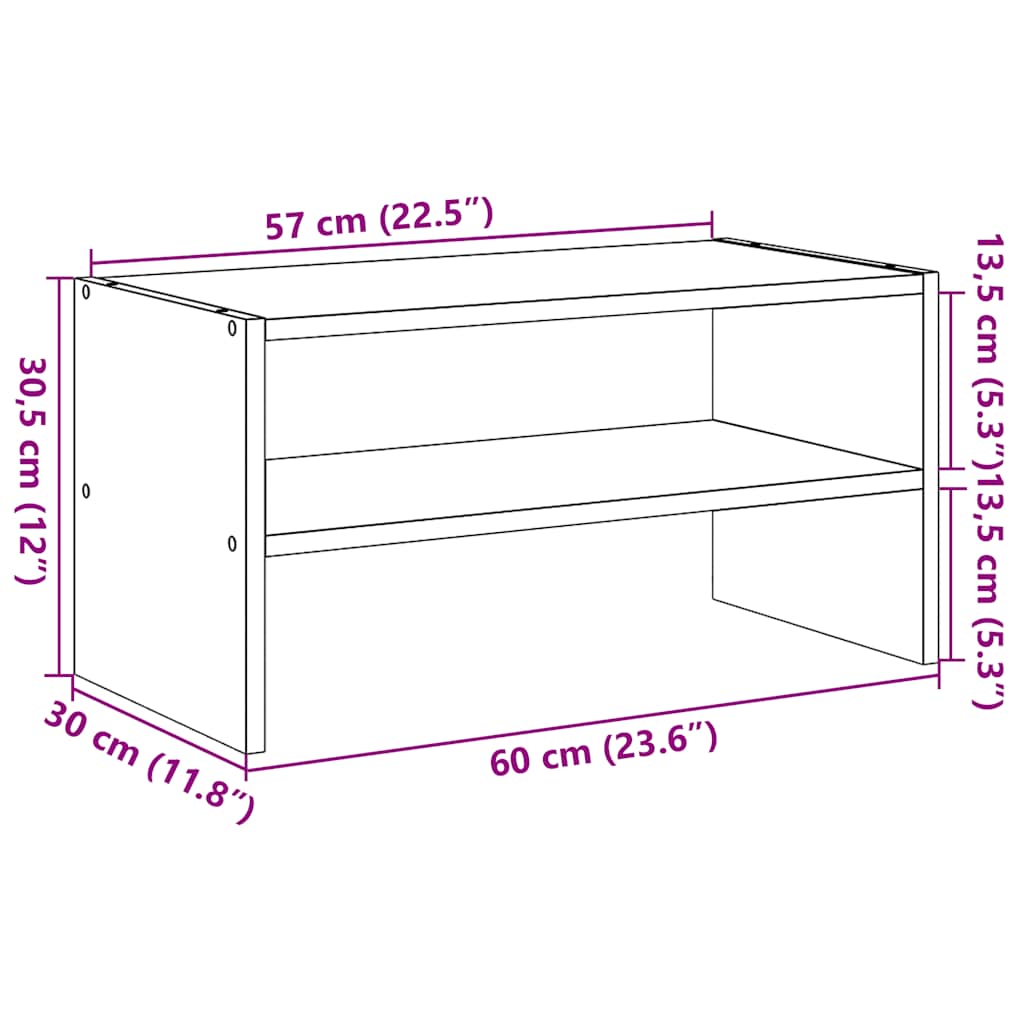 skostativ stabelbar 60x30x30,5 cm røget egetræsfarve