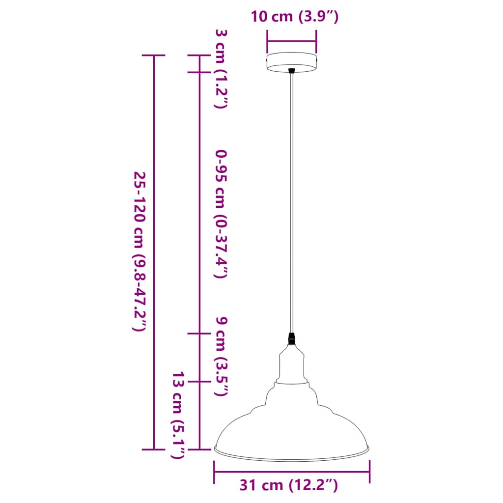 pendellampe højdejusterbar E27 Ø 31 cm metal glans grøn