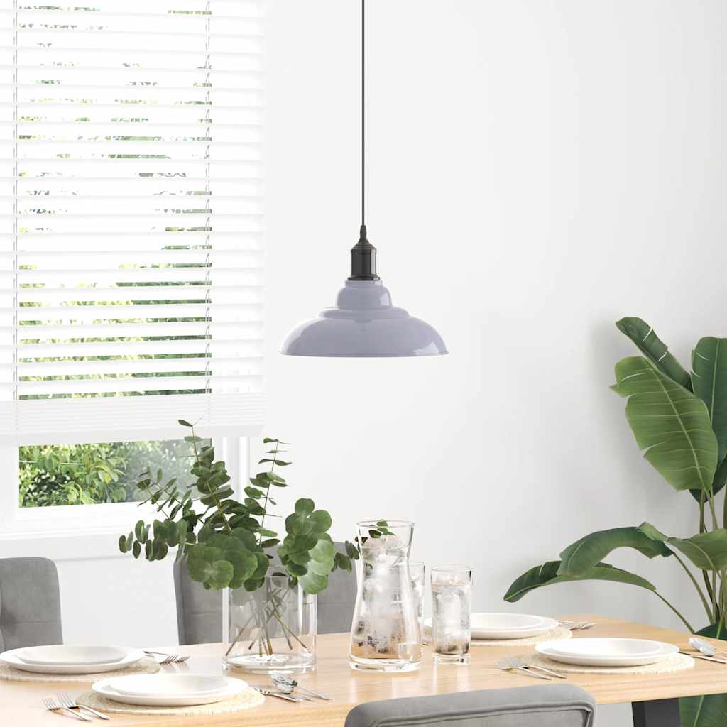 pendellampe højdejusterbar E27 Ø 31 cm metal glans grå