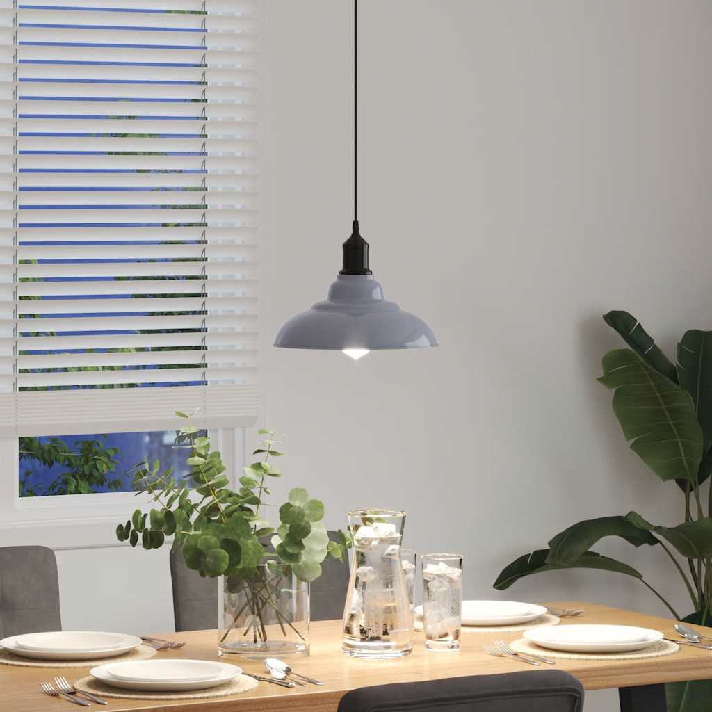 pendellampe højdejusterbar E27 Ø 31 cm metal glans grå