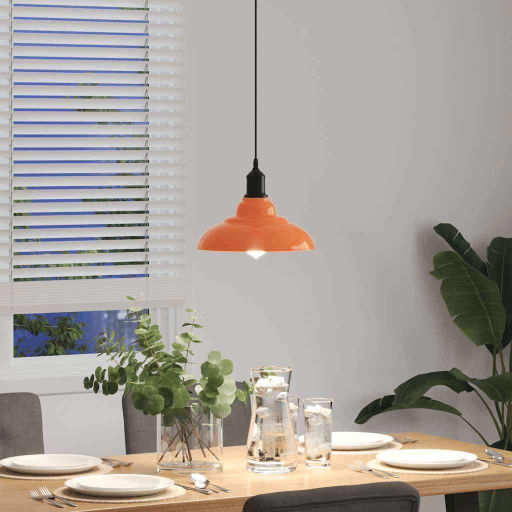 pendellampe højdejusterbar E27 Ø 31 cm metal glans orange
