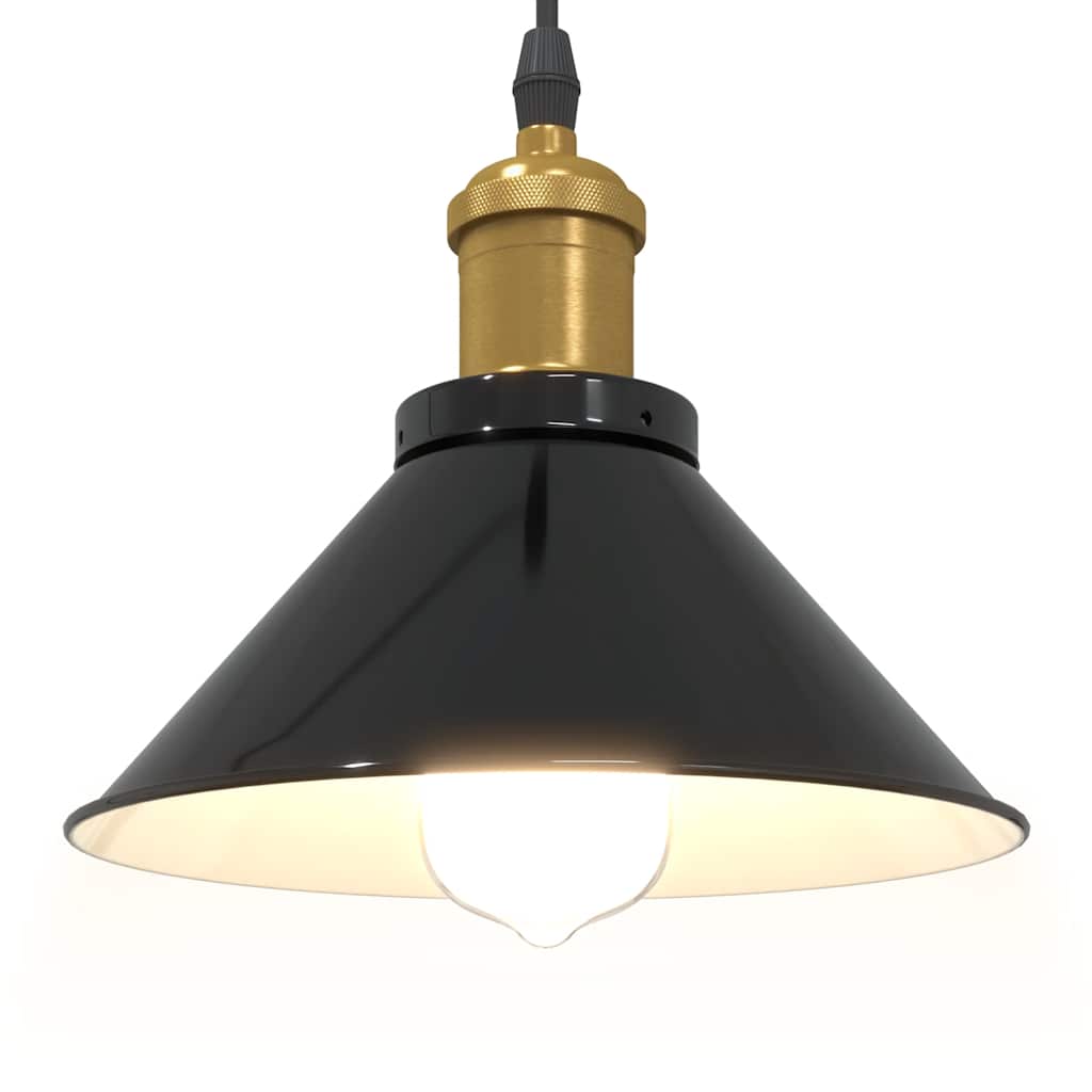 pendellampe højdejusterbar E27 Ø 22 cm metal glans sort