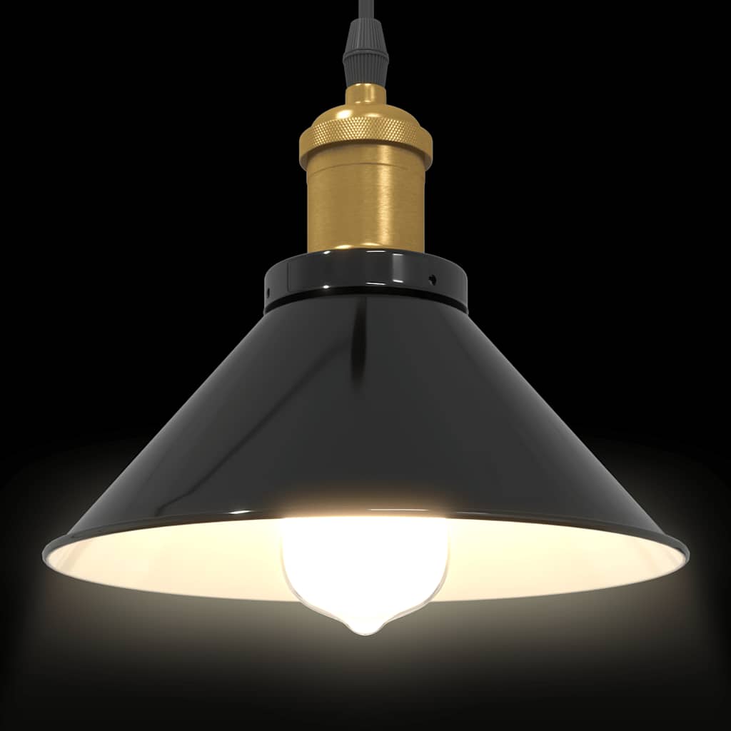 pendellampe højdejusterbar E27 Ø 22 cm metal glans sort