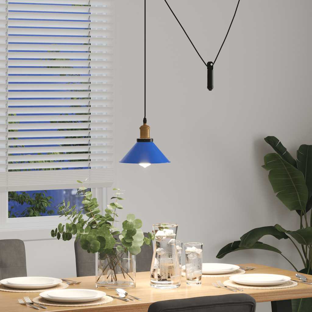 pendellampe højdejusterbar E27 Ø 22 cm metal glans mørkeblå
