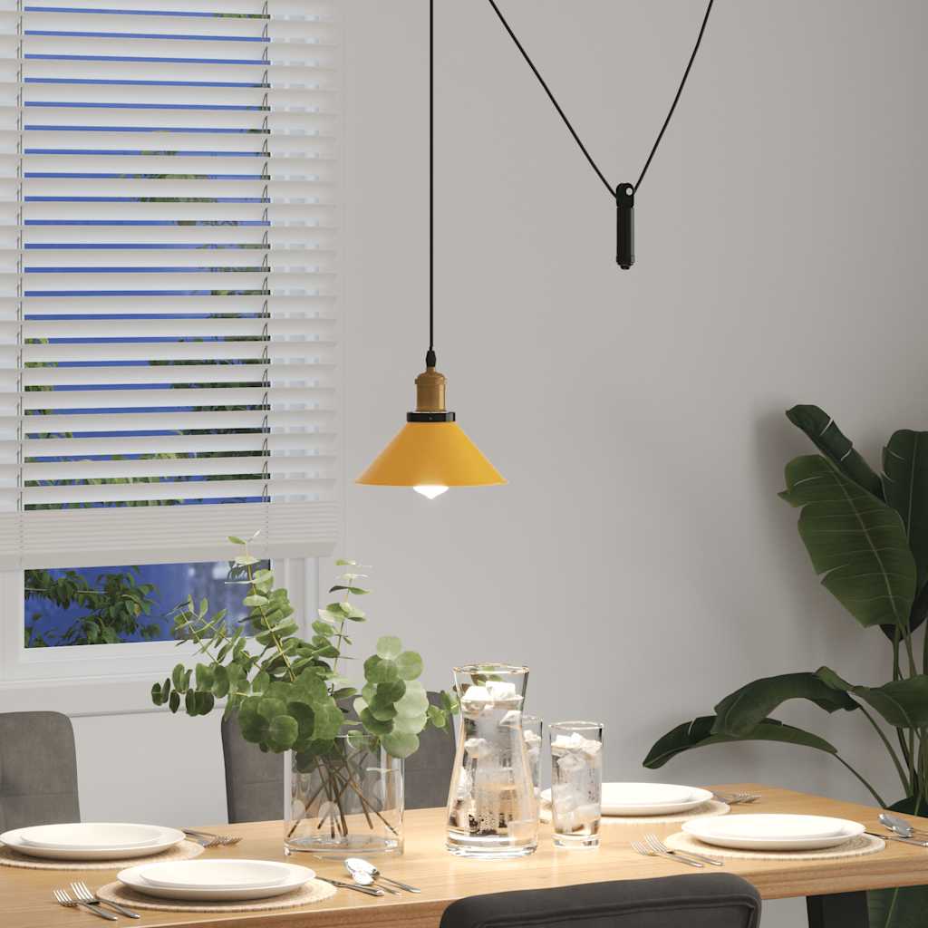 pendellampe højdejusterbar E27 Ø 22 cm metal glans gul