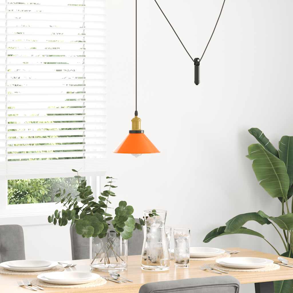 pendellampe højdejusterbar E27 Ø 22 cm metal glans orange