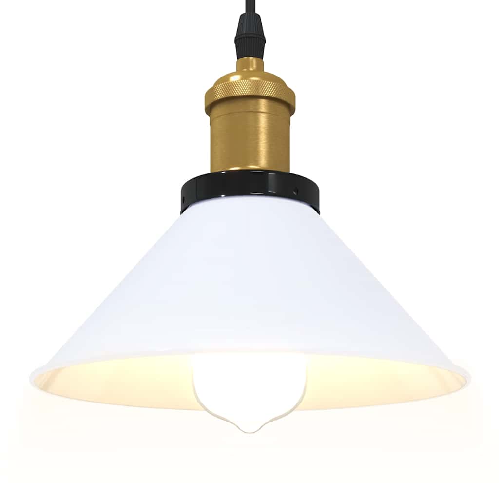 pendellampe højdejusterbar E27 Ø 22 cm metal glans hvid
