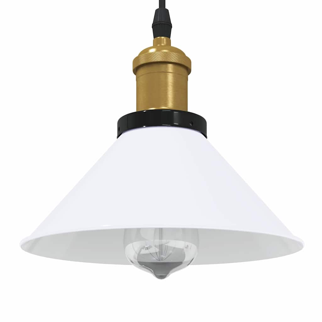 pendellampe højdejusterbar E27 Ø 22 cm metal glans hvid