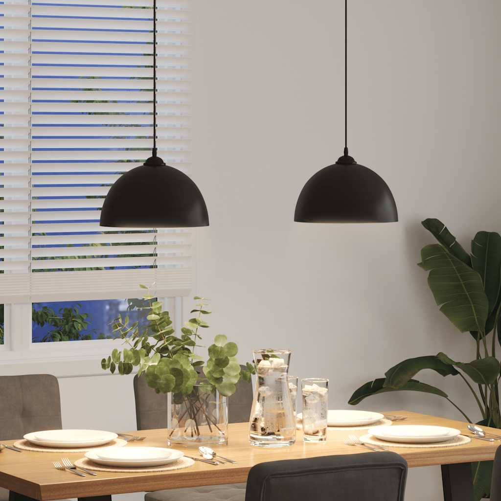 pendellamper 2 stk højdejusterbar E27 Ø 30 cm metal sort